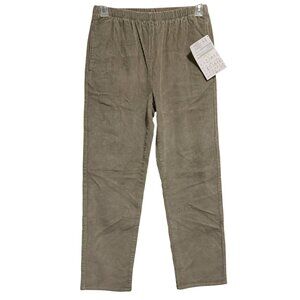 Denim & Co Tan Cotton Corduroy Straight Leg Pants Pull-On Elastic Waist Sz S NEW